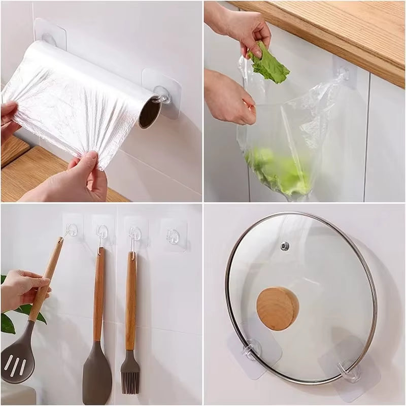 5/10/20Pcs Self-Adhesive Hook Transparent Door Wall Hook Child Heavy Load Rack Kitchen Bathroom Towel Key Rack Sticky Hook