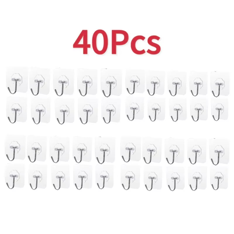 5/10/20Pcs Self-Adhesive Hook Transparent Door Wall Hook Child Heavy Load Rack Kitchen Bathroom Towel Key Rack Sticky Hook