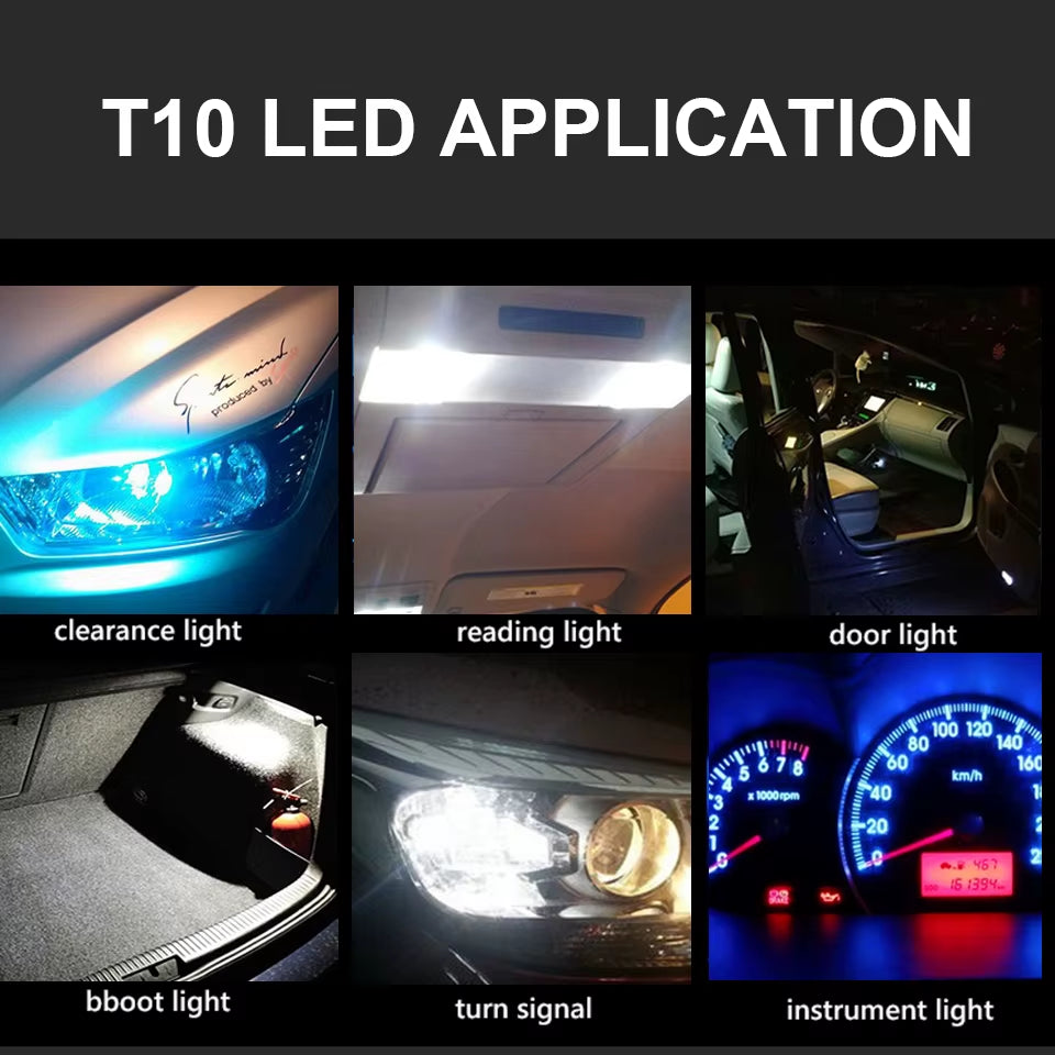 2Xnewest W5W Led T10 Car Light COB Glass 6000K White Auto Automobiles License Plate Lamp Dome Light Reading DRL Bulb Style 12V