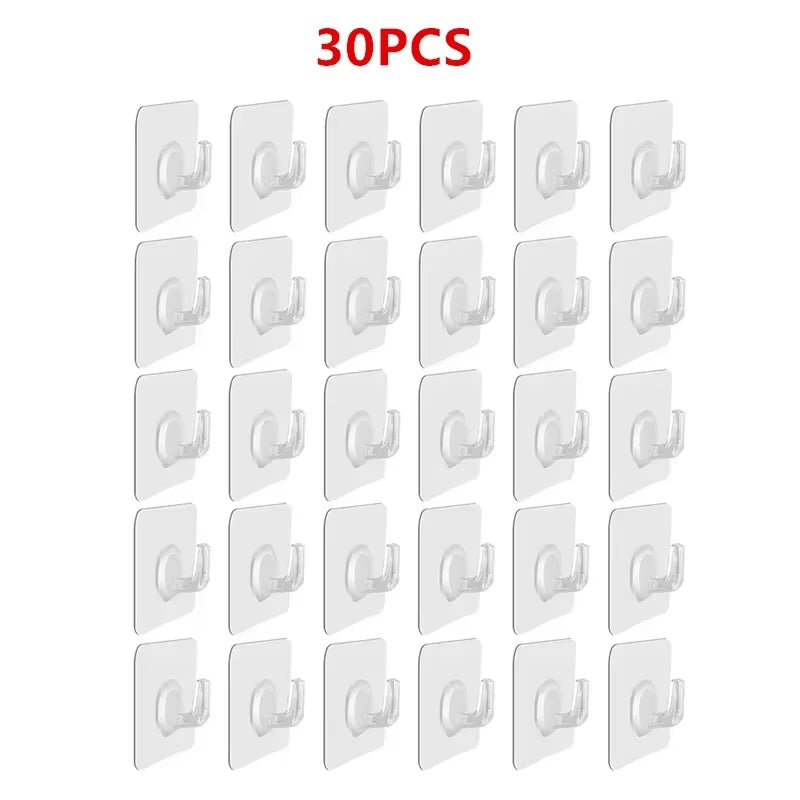 5/10/20Pcs Self-Adhesive Hook Transparent Door Wall Hook Child Heavy Load Rack Kitchen Bathroom Towel Key Rack Sticky Hook