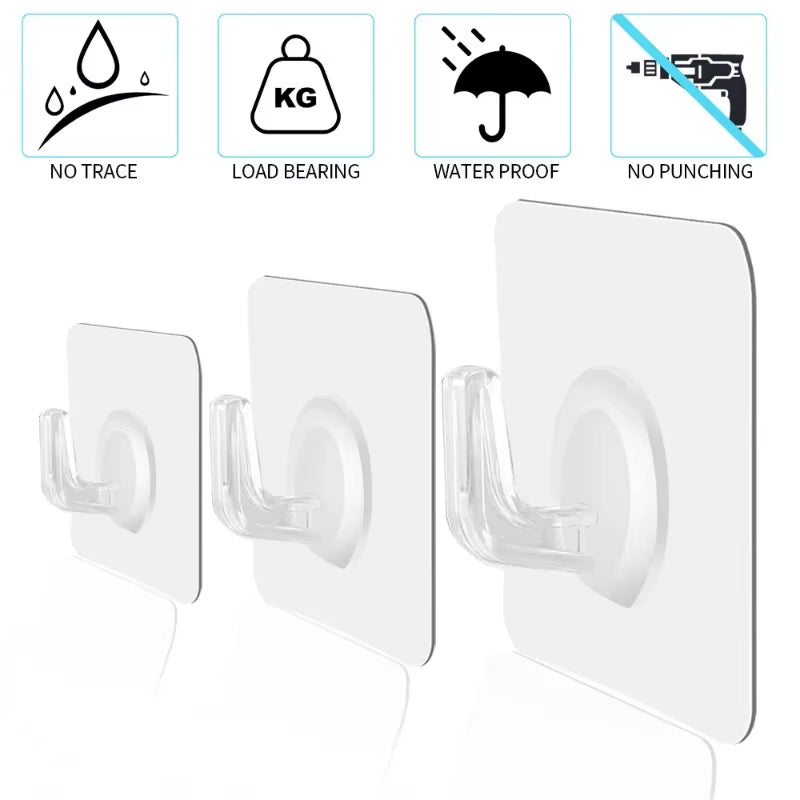 5/10/20Pcs Self-Adhesive Hook Transparent Door Wall Hook Child Heavy Load Rack Kitchen Bathroom Towel Key Rack Sticky Hook