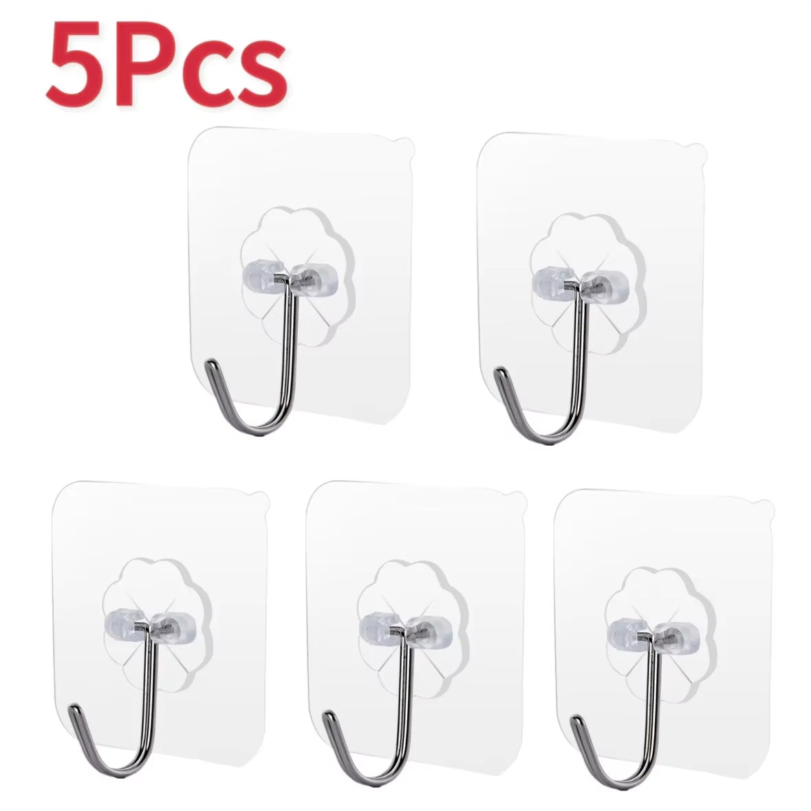 5/10/20Pcs Self-Adhesive Hook Transparent Door Wall Hook Child Heavy Load Rack Kitchen Bathroom Towel Key Rack Sticky Hook