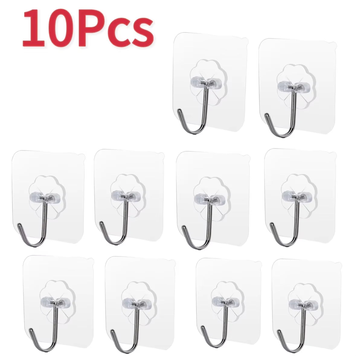 5/10/20Pcs Self-Adhesive Hook Transparent Door Wall Hook Child Heavy Load Rack Kitchen Bathroom Towel Key Rack Sticky Hook
