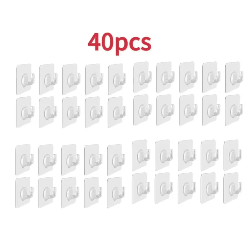 5/10/20Pcs Self-Adhesive Hook Transparent Door Wall Hook Child Heavy Load Rack Kitchen Bathroom Towel Key Rack Sticky Hook