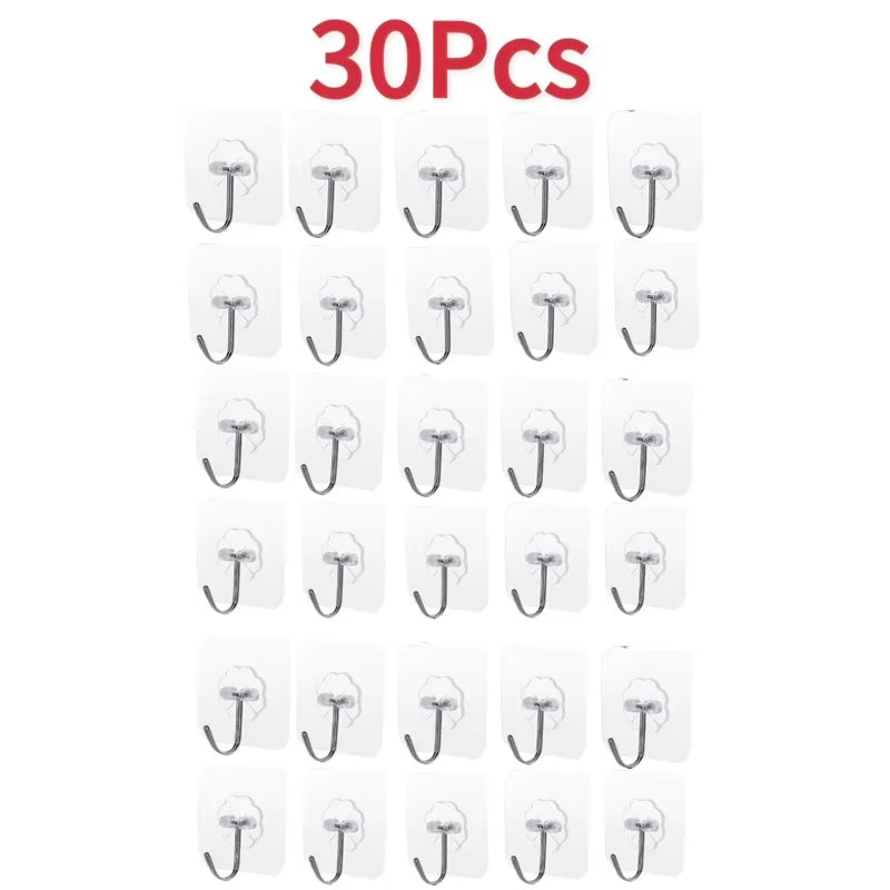 5/10/20Pcs Self-Adhesive Hook Transparent Door Wall Hook Child Heavy Load Rack Kitchen Bathroom Towel Key Rack Sticky Hook