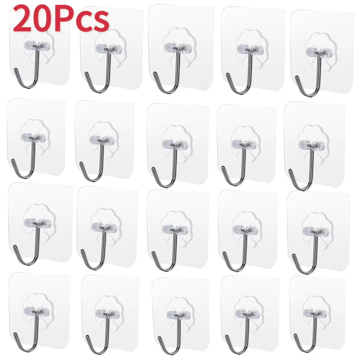5/10/20Pcs Self-Adhesive Hook Transparent Door Wall Hook Child Heavy Load Rack Kitchen Bathroom Towel Key Rack Sticky Hook