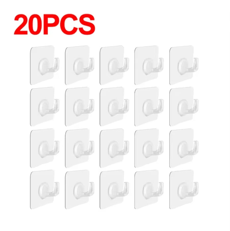 5/10/20Pcs Self-Adhesive Hook Transparent Door Wall Hook Child Heavy Load Rack Kitchen Bathroom Towel Key Rack Sticky Hook