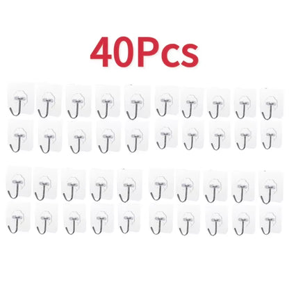 5/10/20Pcs Self-Adhesive Hook Transparent Door Wall Hook Child Heavy Load Rack Kitchen Bathroom Towel Key Rack Sticky Hook