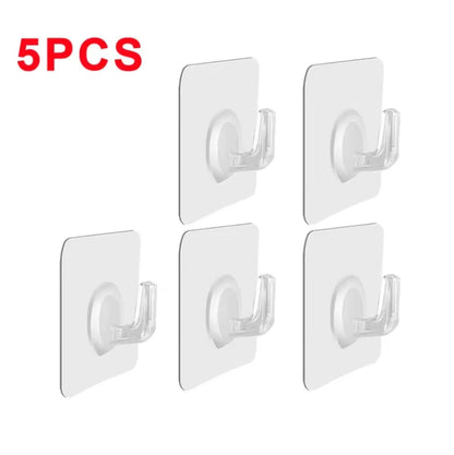 5/10/20Pcs Self-Adhesive Hook Transparent Door Wall Hook Child Heavy Load Rack Kitchen Bathroom Towel Key Rack Sticky Hook