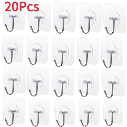 5/10/20Pcs Self-Adhesive Hook Transparent Door Wall Hook Child Heavy Load Rack Kitchen Bathroom Towel Key Rack Sticky Hook